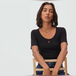 Everlane - the stretch rib scoop neck tee, xs, black
